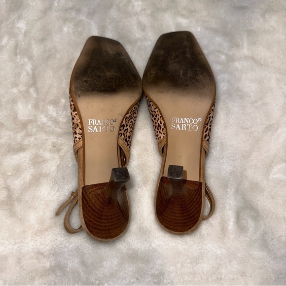 Vintage Franco Sarto Suede & Cow Hair Leopard Kitten Heels Size 6.5 - Picture 7 of 14